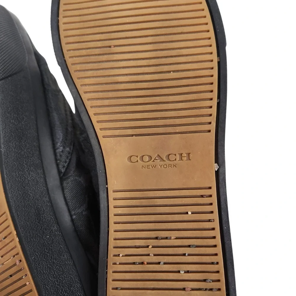 COACH Margo Shoes Womens 8 Black Signature Canvas Slip On Sneakers Q3253/A4941